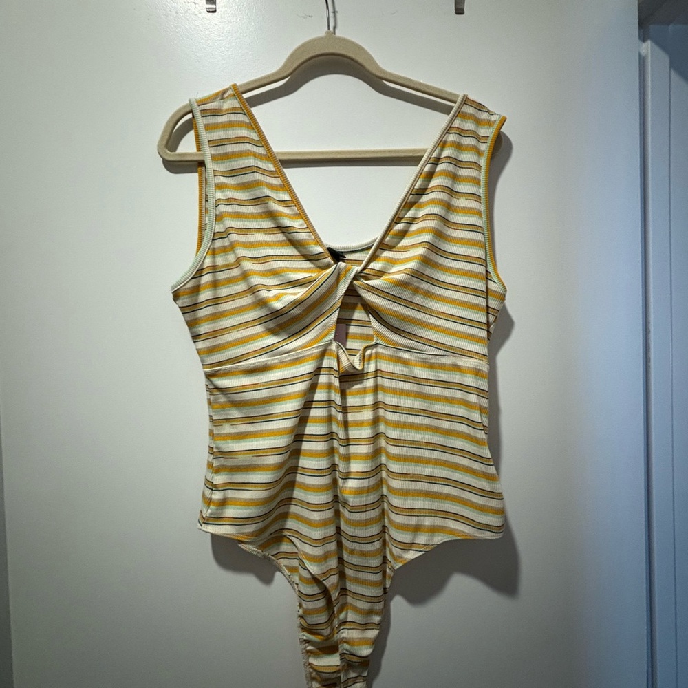 Striped Yellow and White Bodysuit